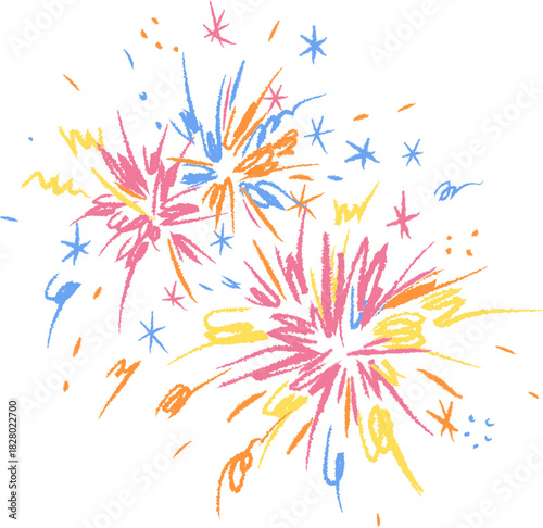 fireworks icon clipart vector on transparent background. A vibrant firework explosion illustration. This colorful graphic icon symbolizes celebration, joy, and festive events like holidays or parties.