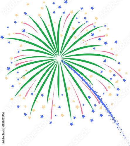 fireworks icon clipart vector on transparent background. A vibrant firework explosion illustration. This colorful graphic icon symbolizes celebration, joy, and festive events like holidays or parties.