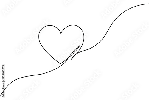 One line art vector design with a simple love shape
