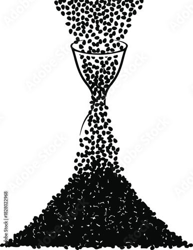 Hourglass with grains flowing representing the passage of time concept