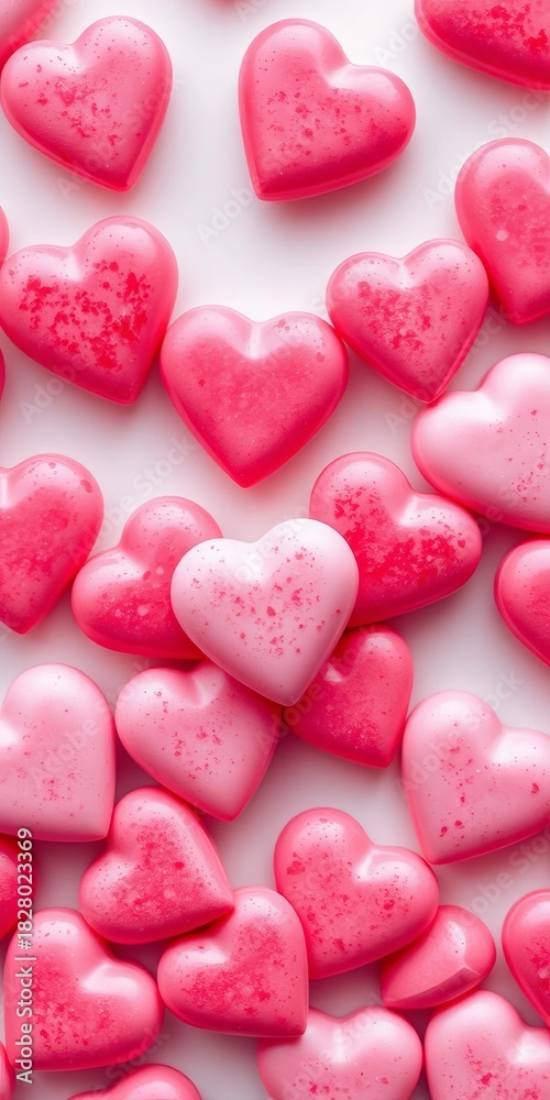 Obraz premium Sweet, rosy edible candy hearts, a symbol of love and affection, perfect for Valentine's Day celebrations, treat, celebration