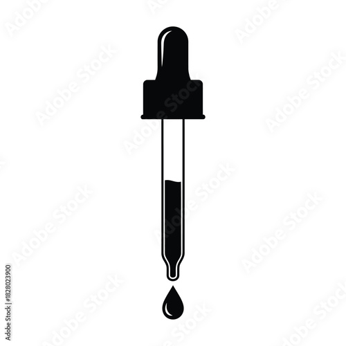Black dropper with liquid and falling drop pipette