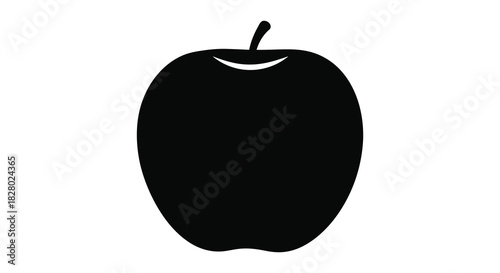 Simple black apple illustration on white background silhouette