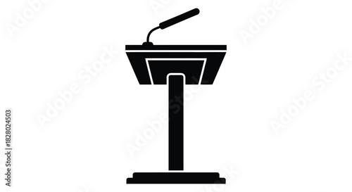 Podium with microphone silhouette public speaking presentation and conference
