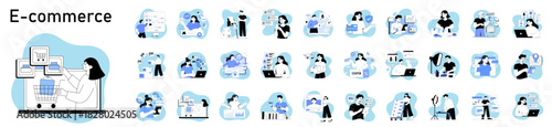 e-commerce illustration set with online shopping, digital payment, and delivery concepts, vector collection for online retail and digital business