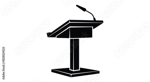 Podium with microphone black and white presentation silhouette