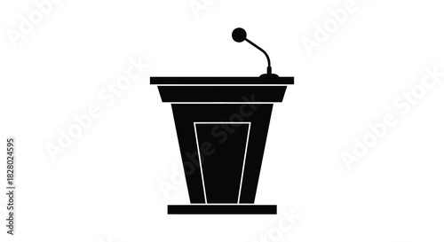 Podium with microphone for speech or presentation silhouette