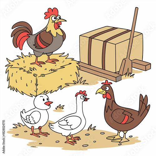 Closeup shot of a hen sitting on the grass with its chicken