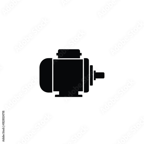 Black electric motor icon on white background engine