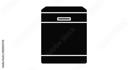 Dishwasher appliance isolated on white background kitchen equipment silhouette