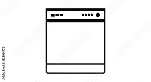 Dishwasher appliance illustration with simple design and clean lines silhouette