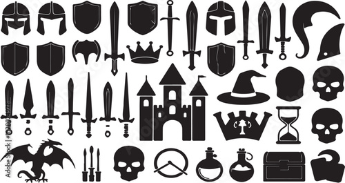 Silhouette Medieval Weapons Vector Set - Game Design Assets