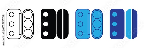 Set of traffic light icons, representing different styles and colors for traffic signal control and safety systems