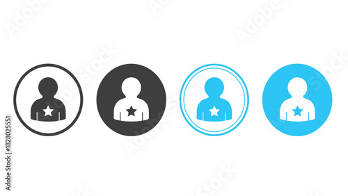 Favorite User Icon Set. Starred Profile Symbol for VIP Membership, Premium Account Status, or Best Rating. Vector Illustration for Apps and Websites.