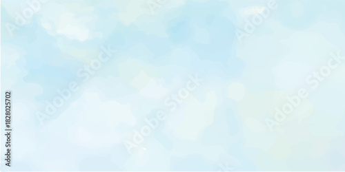 Abstract blue watercolor background with light sky bokeh, cloud pattern, and bright blurred texture for a winter design
