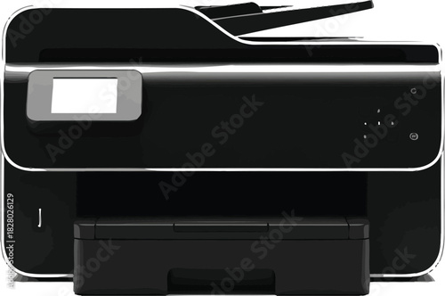 Modern black allinone laser printer with automatic document feeder