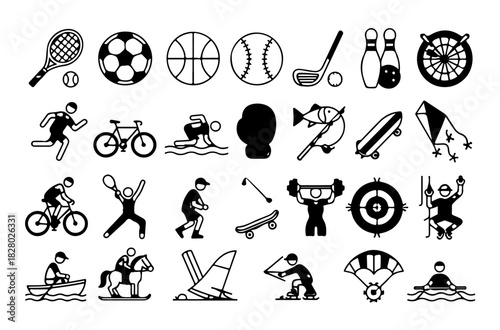 sport hobby aesthetic line icon series
