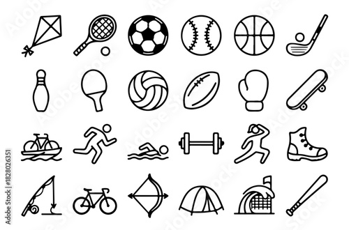 sport hobby elegant outline art collection