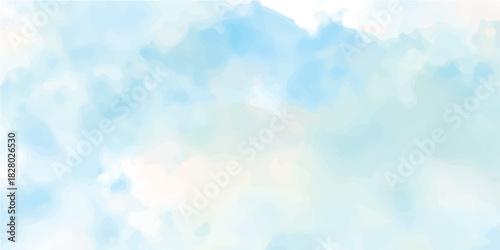 Abstract blue watercolor background with light sky bokeh, cloud pattern, and bright blurred texture for a winter design	