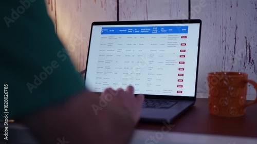 Middle Aged Human Resources Worker Runs Through AI Job Impact Analysis to Calculate Role Effectiveness for Layoffs and to Replace Positions Concept
