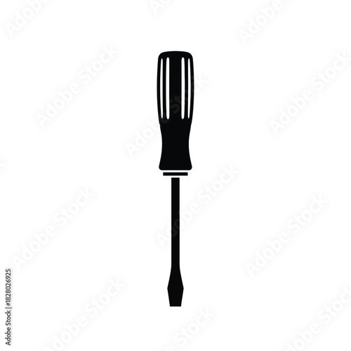Black flathead screwdriver silhouette on white background