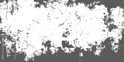 Abstract grunge ink splat illustration with a black texture pattern and vintage border decoration