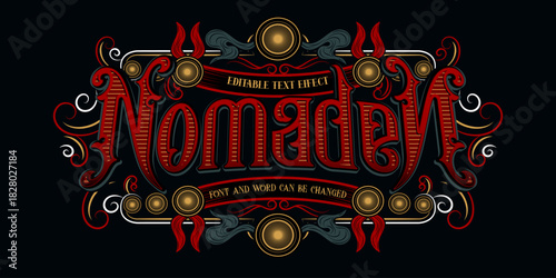 Vintage text effect, Editable victorian style