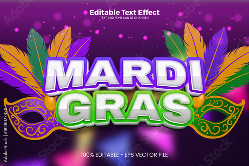 Mardi Gras Brazillian Carnival editable text effect in modern trend style