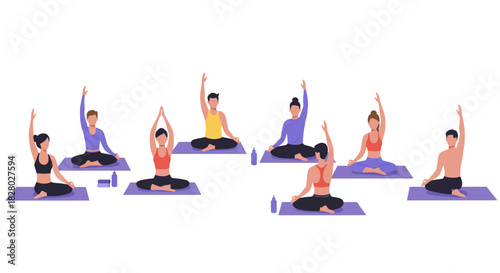 Yoga Class People Doing Meditation Pose