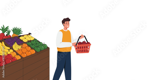Man buying fresh fruit at grocery store