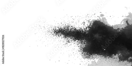 Black liquid ink splash and water drop grunge texture background