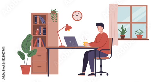 Man working on laptop at desk