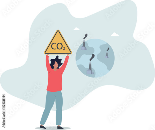 Planet Earth with Smoking Power Plant Pipes. Environment Polluted by CO2 Emission. Climate Change Problem Concept.life and employment of people.