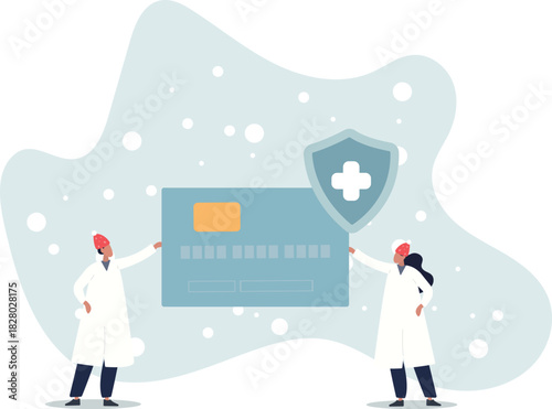 Health insurance.Doctor offering medical insurance policy contract..life and employment of people.