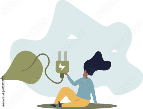 green electricity. Environmental, Social, and Corporate Governance concept.life and employment of people.