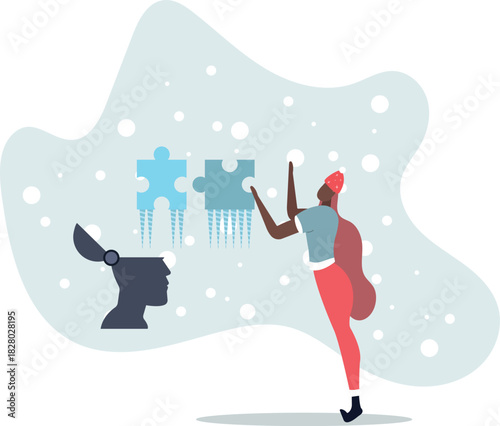 Mental health.Character with mental disorder fight against stress, depression,life and employment of people.