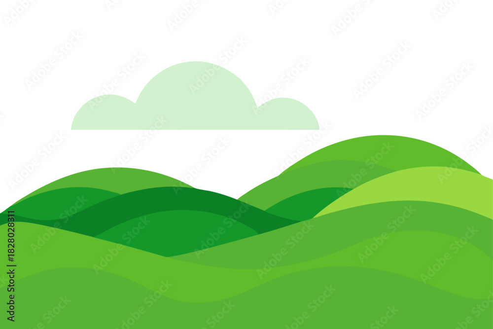 Fototapeta premium Green hills and one cloud