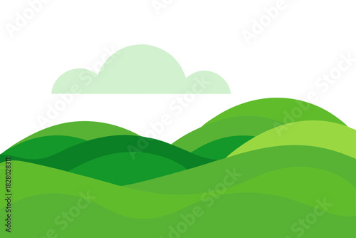 Green hills and one cloud