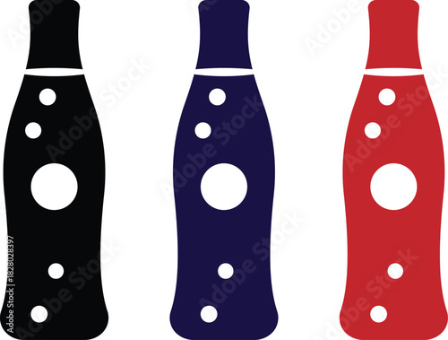 Soda bottle icon set. Soda drink icons set in flat style. Plastic bottle vector illustration on isolated background.  
