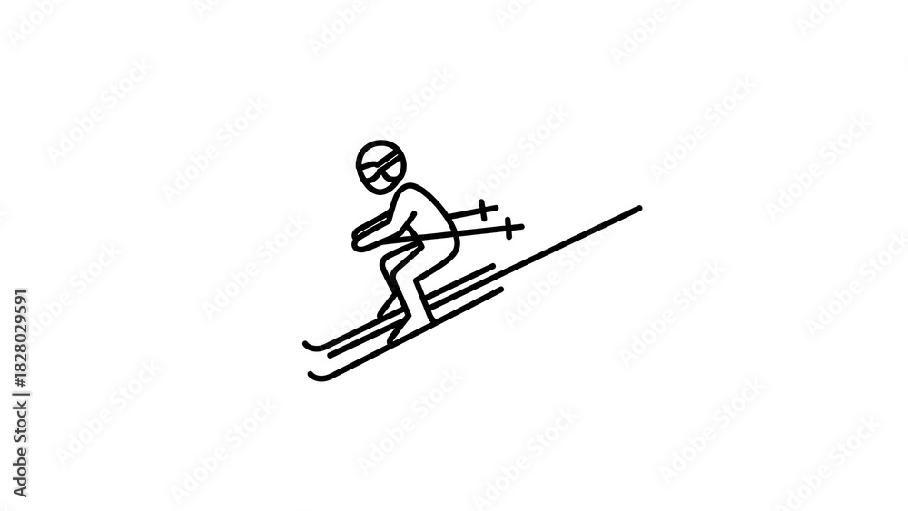 Obraz premium A skier in action, gliding down a snow-covered slope, an illustration