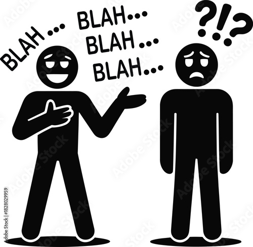 Person talking too much, boring or confusing another listener