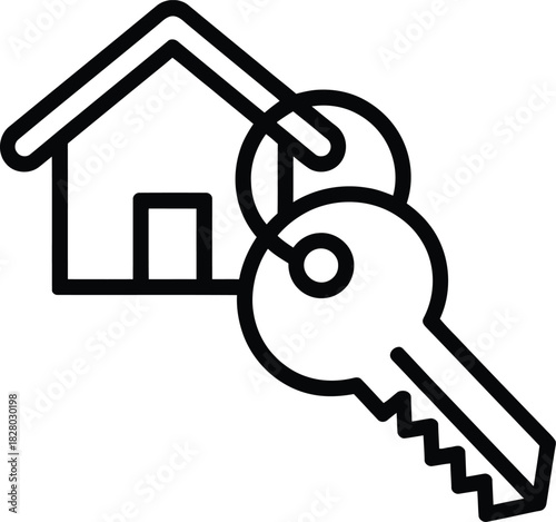 House and key icon for real estate property ownership concept
