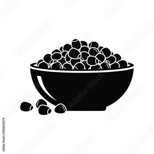 Corn seeds in bowl silhouette vector art illustration