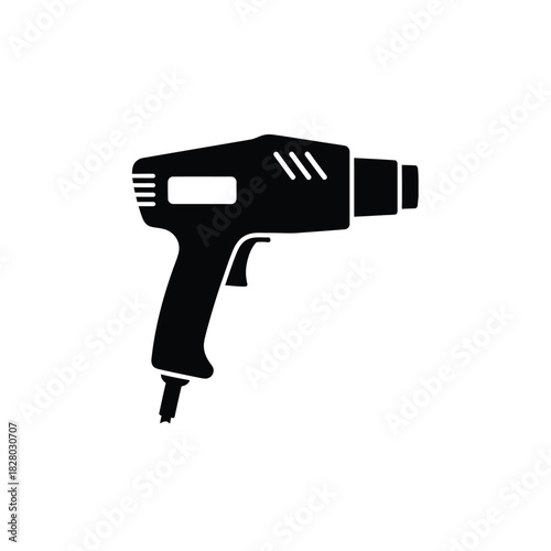 Black heat gun icon on white background tool equipment