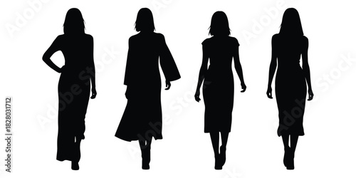 Silhouettes of Women in Elegant Dresses fashion