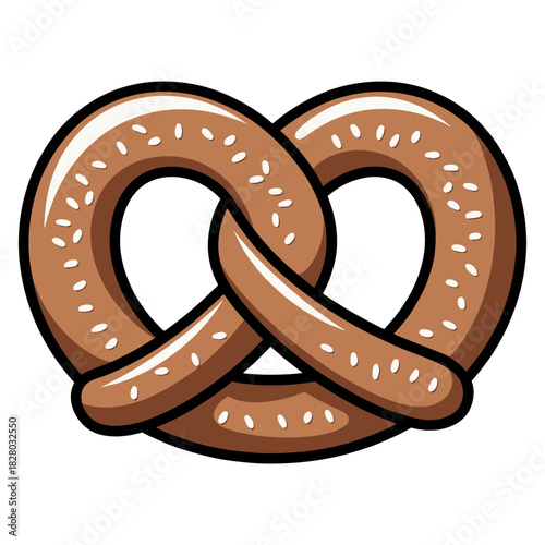 Cartoon Pretzel with Salt Sprinkles a Delicious Baked Treat.