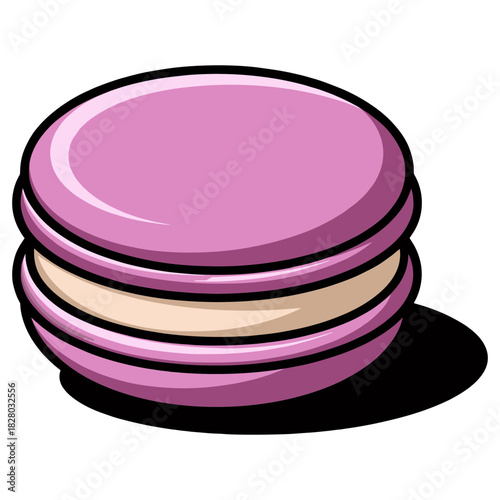 A Delicious and Colorful Macaron Treat in Cartoon Style.
