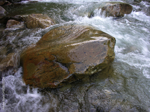 stone close-up on a mountain river washed by water, Carpathians, Ukraine