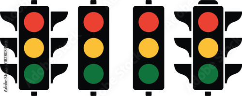 Traffic Lights A Series of Vibrant Icons Displaying Red, Yellow and Green Signals on Repeat