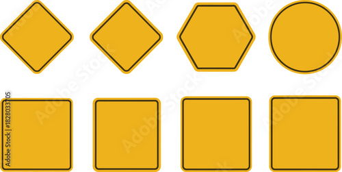 Assorted Yellow Signs Diamond, Hexagon, Circle & Square Shapes